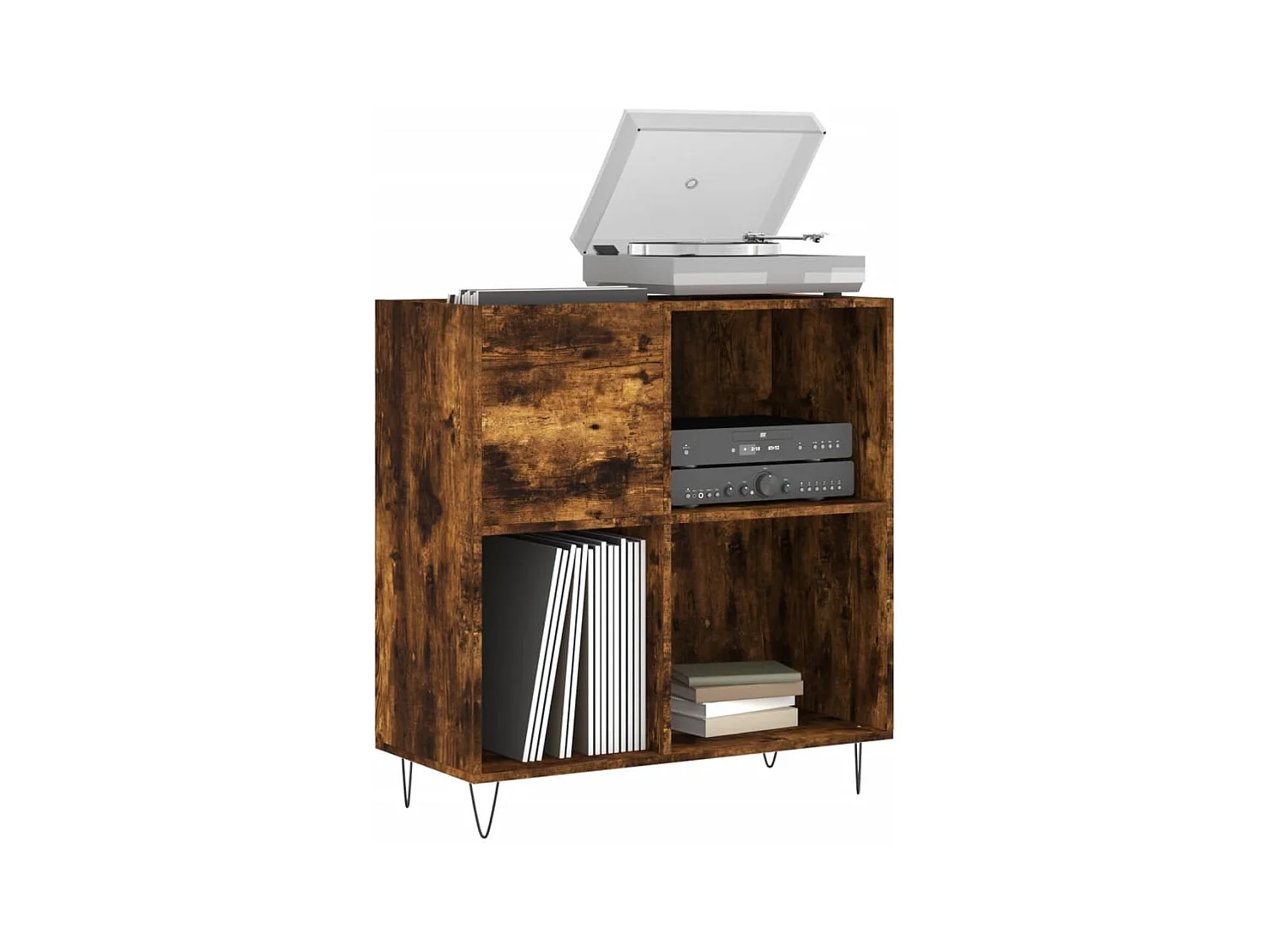 Armoire à disques chêne fumé 84,5x38x89 cm bois d'ingénierie
