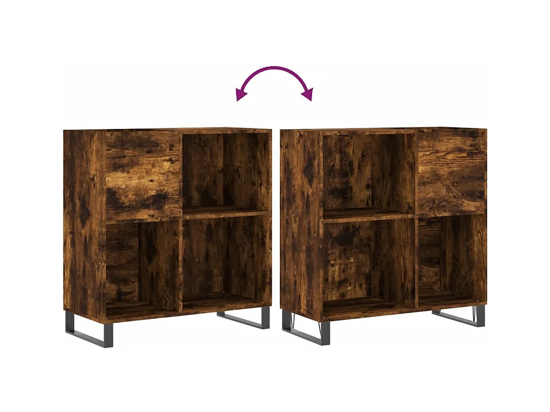 Armoire à disques chêne fumé 84,5x38x89 cm bois d'ingénierie