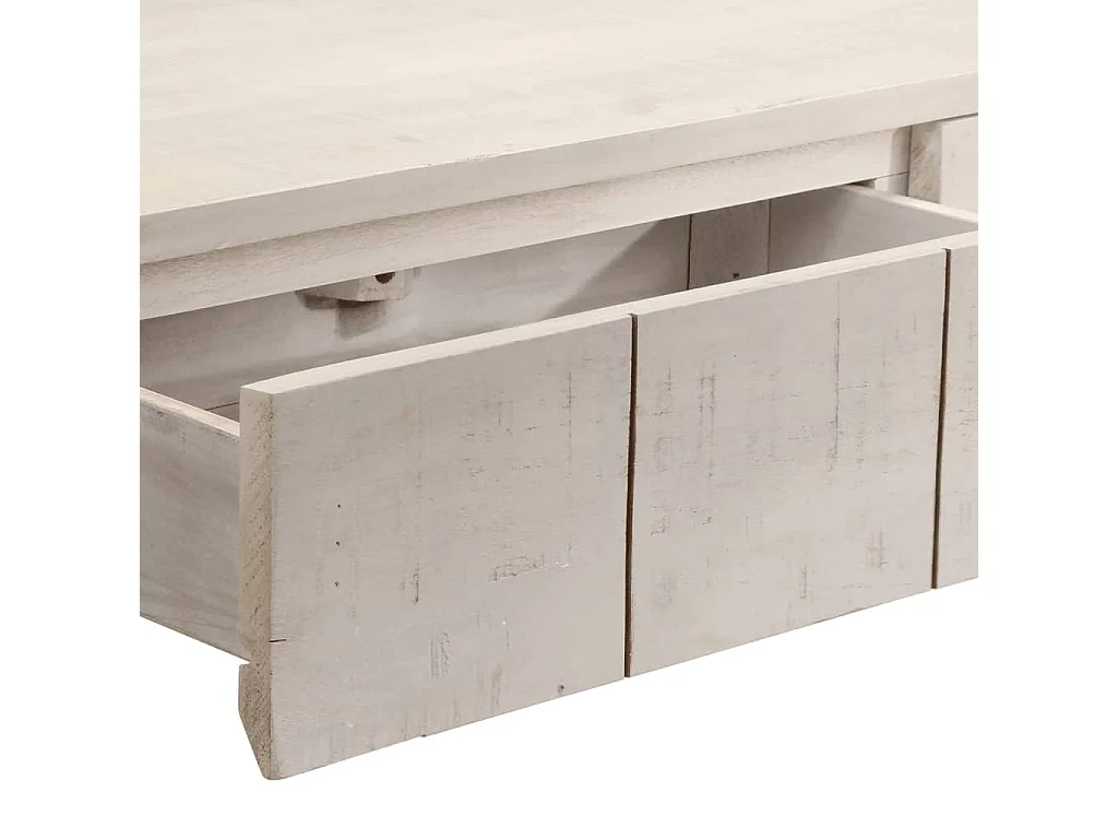 Table console blanc 110x35x75 cm bois de manguier solide