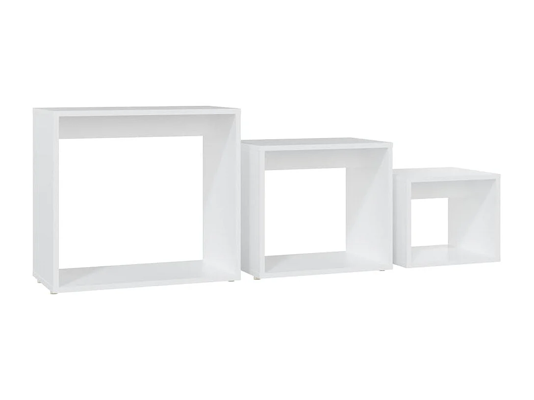 Tables gigognes 3 pcs Blanc Aggloméré