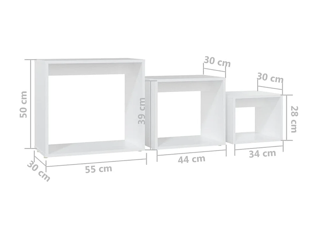Bijzettafels 3 stuks Spaanplaat Wit