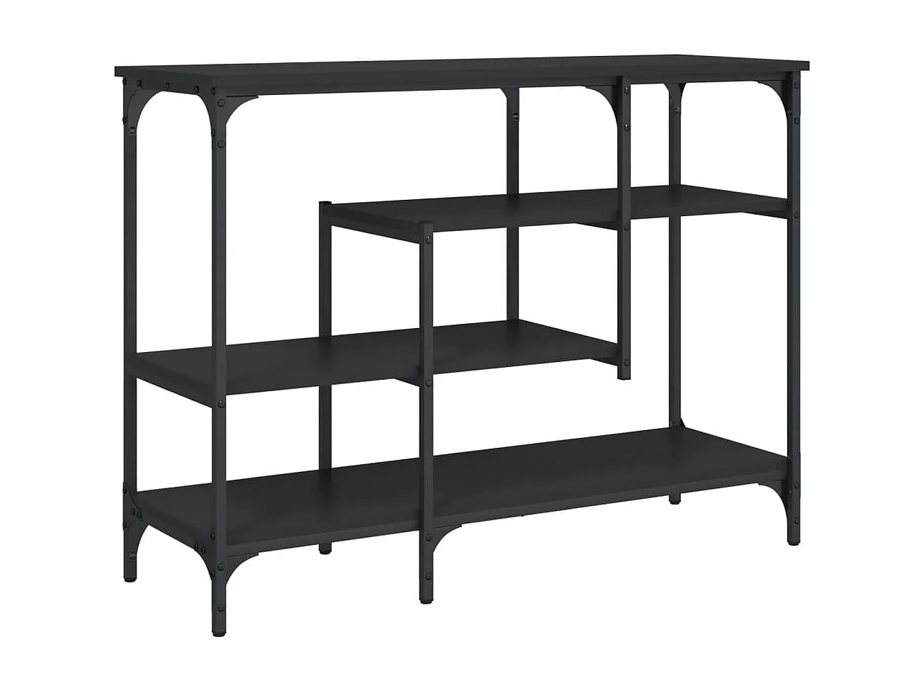 Mesa consola con estantes negros 100x35x75 cm