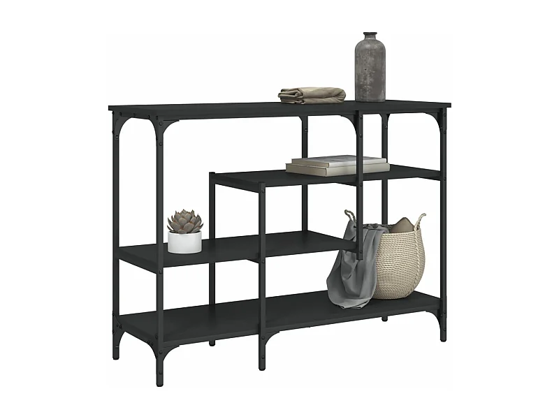 Mesa consola com prateleiras pretas 100x35x75 cm