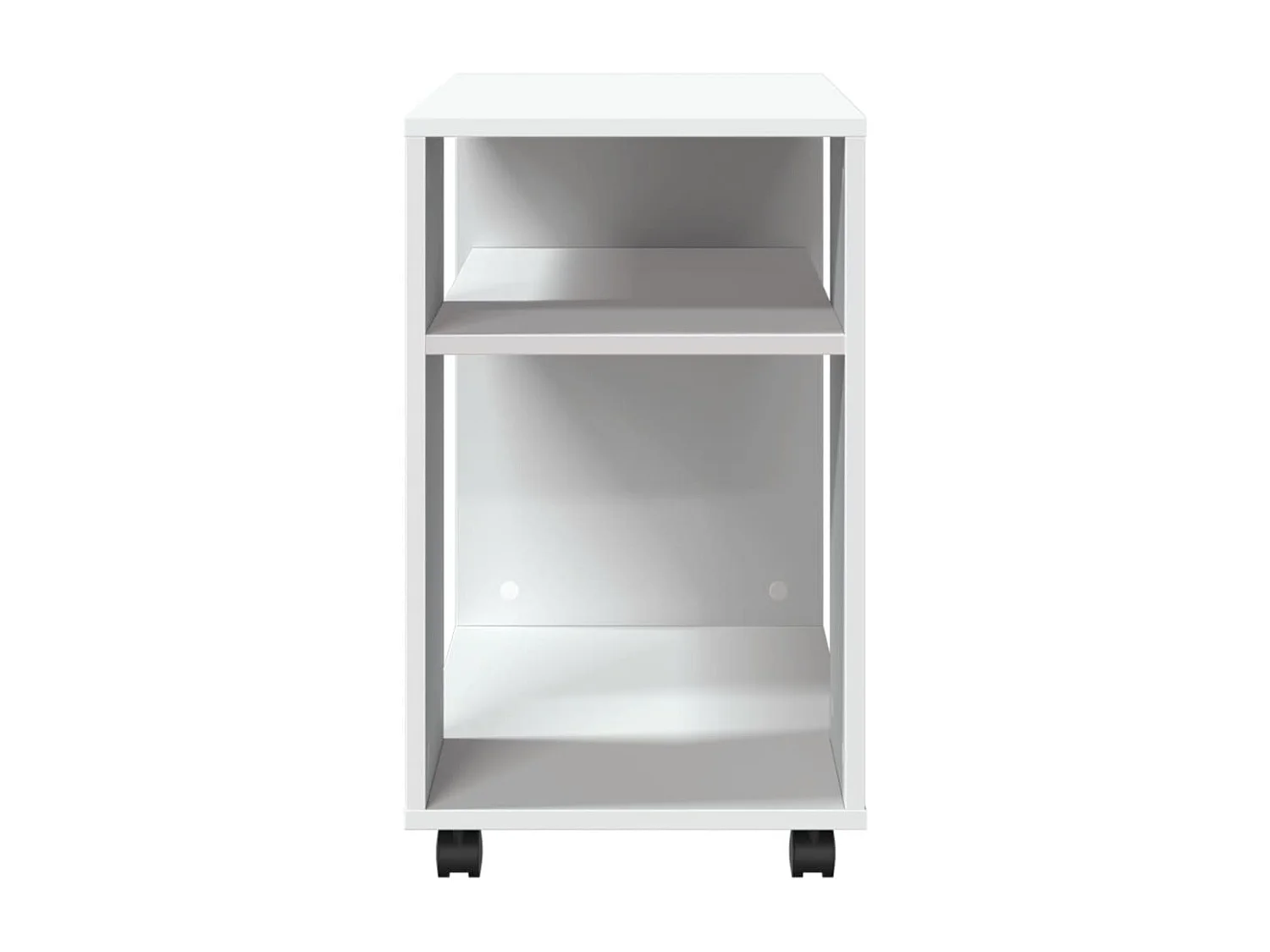 Mesa auxiliar con ruedas madera contrachapada blanca 70x35x60 cm