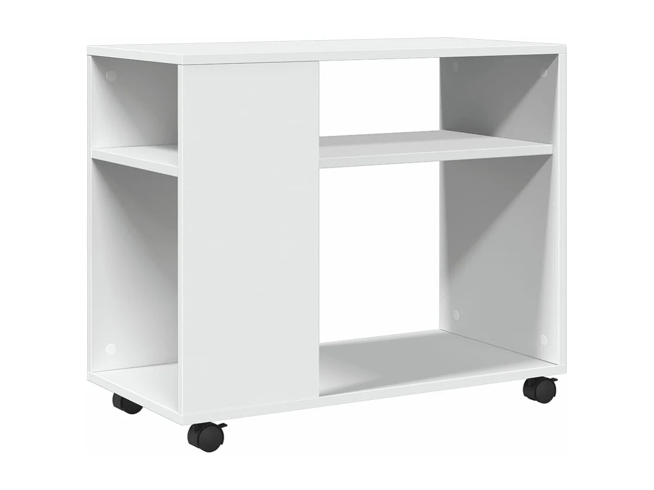 Tavolino con ruote bianco 70x35x60 cm in derivati del legno