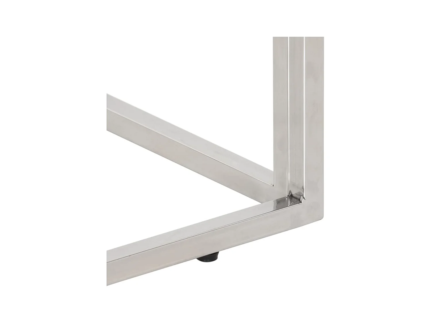 Consoletafel van zilverkleurig roestvrij staal en gehard glas