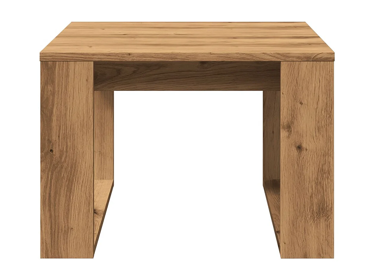 Table d'appoint chêne artisanal 50x50x35 cm bois d'ingénierie