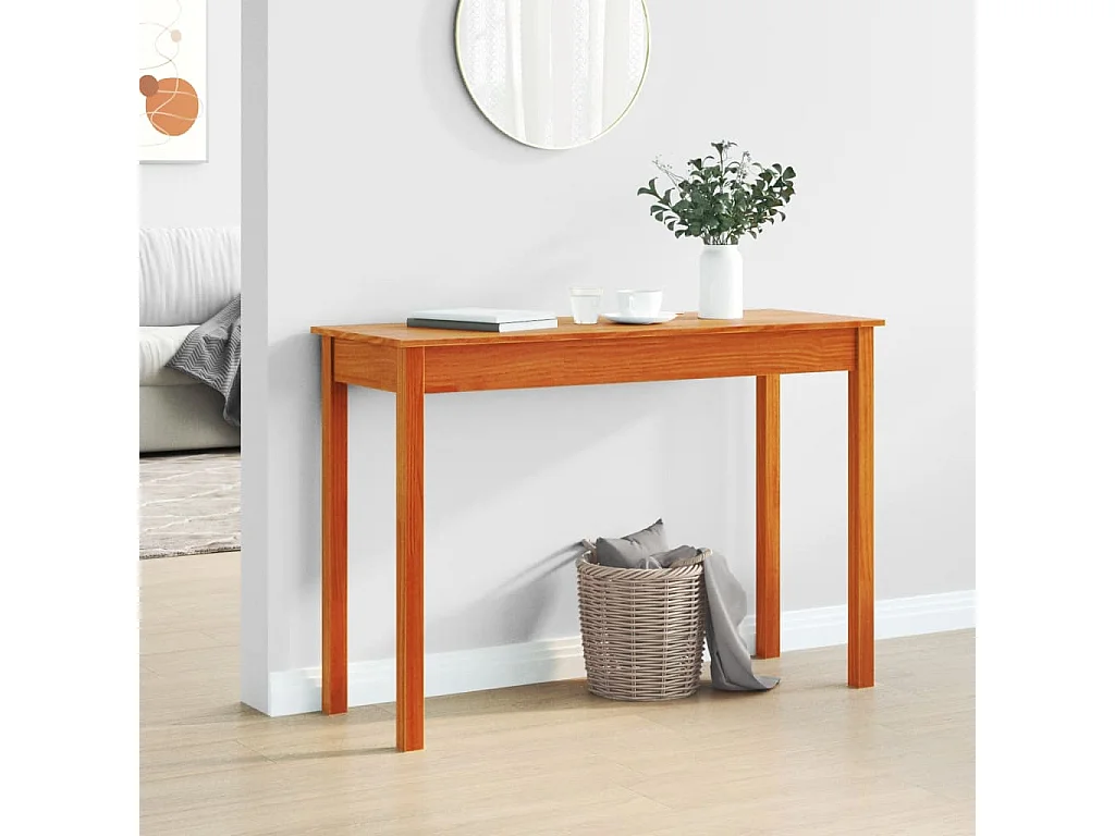 Table console marron miel 110x40x75 cm bois massif de pin