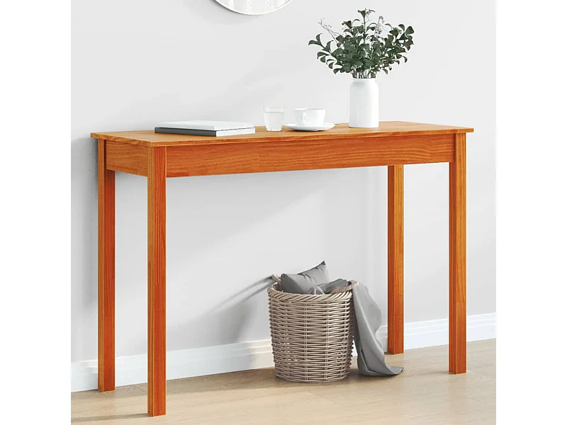 Table console marron miel 110x40x75 cm bois massif de pin