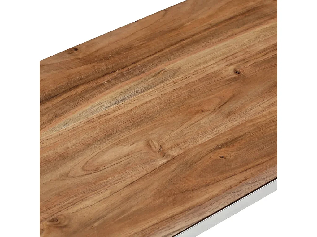 Consolle in acciaio inossidabile color argento e legno massello di acacia