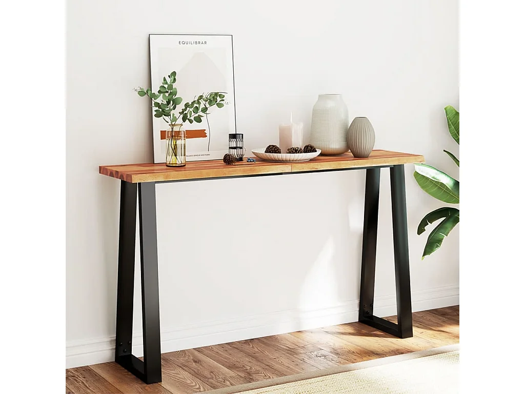 Table console à live edge 140x40x80 cm bois d'acacia solide