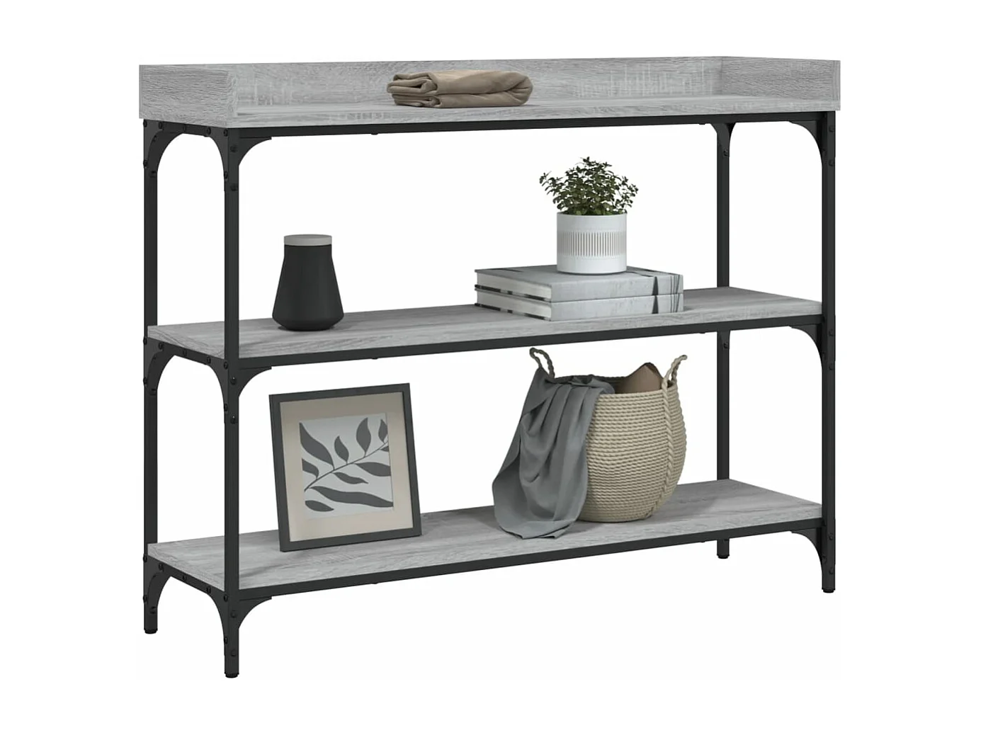 Konsolentisch mit Regalen Sonomagrau 100x30x80 cm