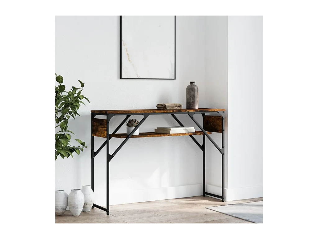 Table console avec étagère chêne fumé 105x30x75 cm