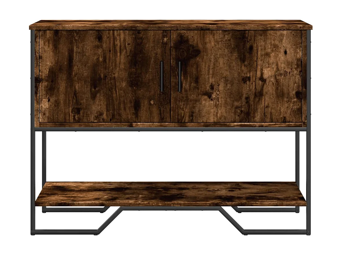 Mesa consolas em carvalho fumado 100x35x74,5 cm madeira trabalhada