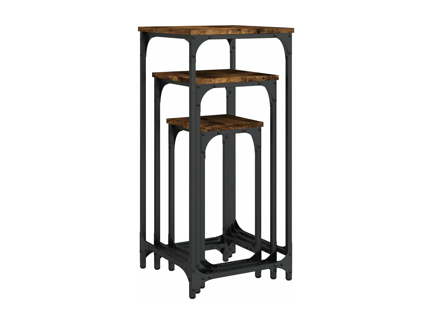 Tables d’appoint gigognes 3 pcs chêne fumé bois d'ingénierie
