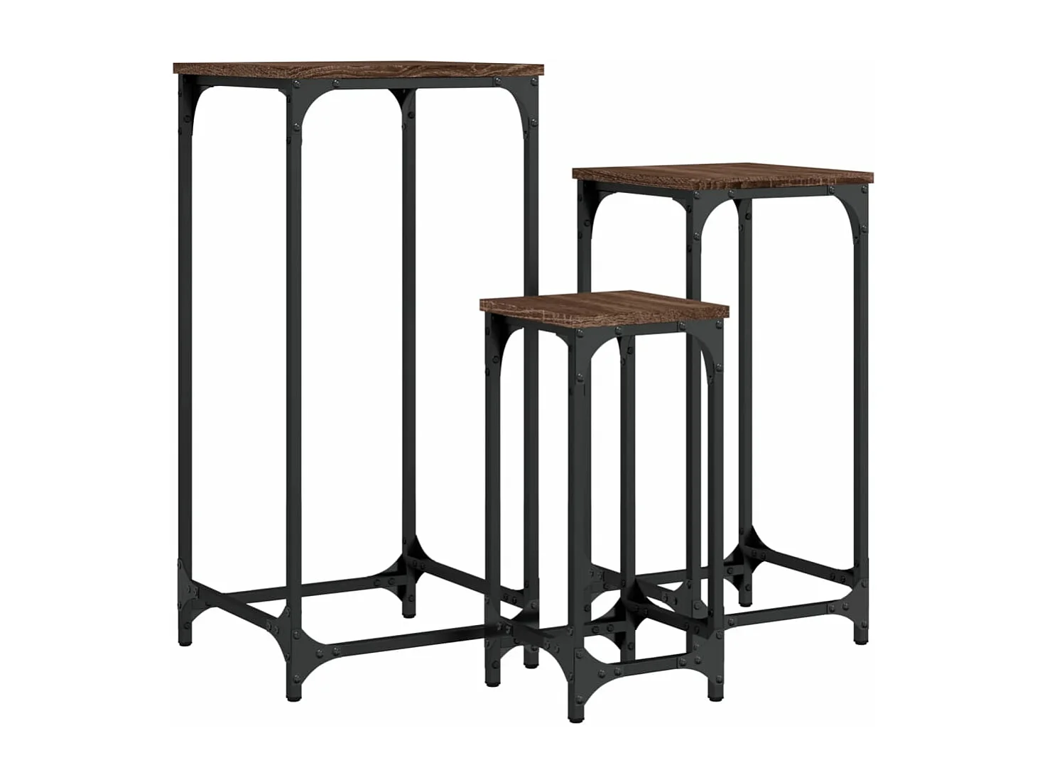 Tables d’appoint gigognes 3 pcs chêne marron bois d'ingénierie