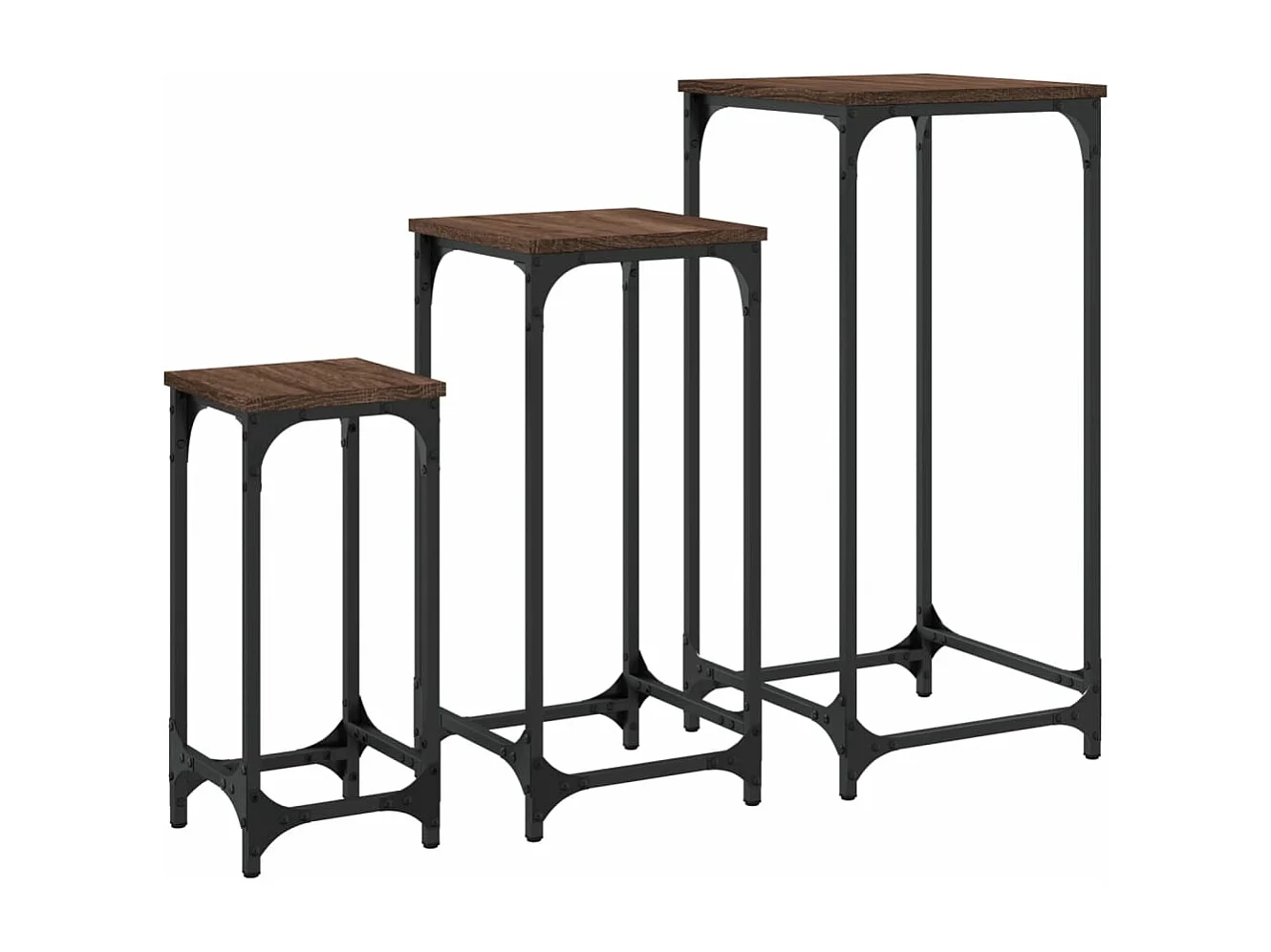 Tables d’appoint gigognes 3 pcs chêne marron bois d'ingénierie