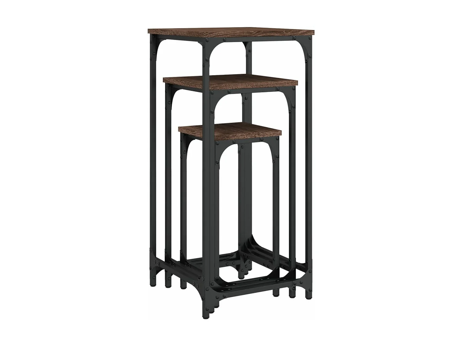 Tables d’appoint gigognes 3 pcs chêne marron bois d'ingénierie