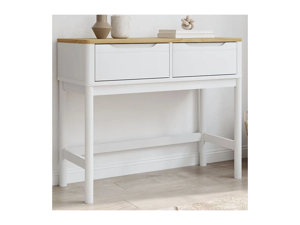 Consolle FLORO bianca 89,5x36,5x73 cm in legno massello di pino