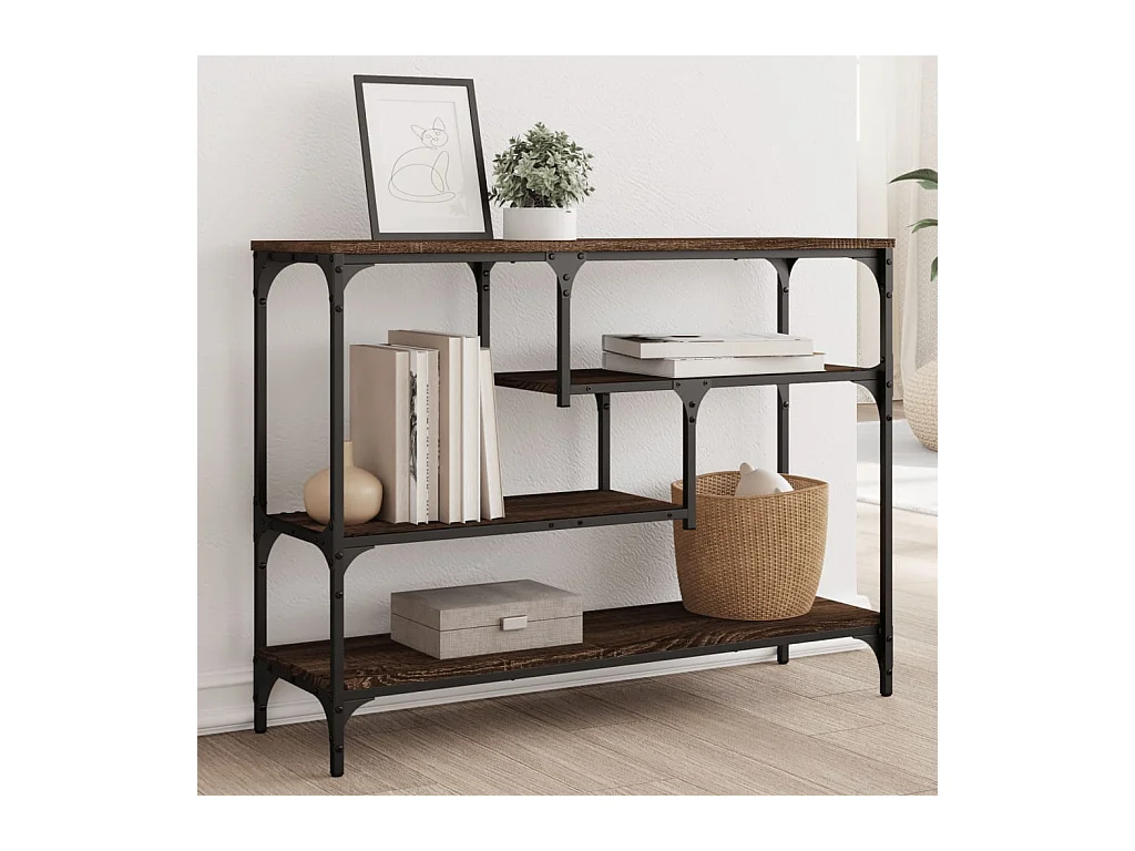 Bruin eiken consoletafel 100x30x75 cm samengesteld hout