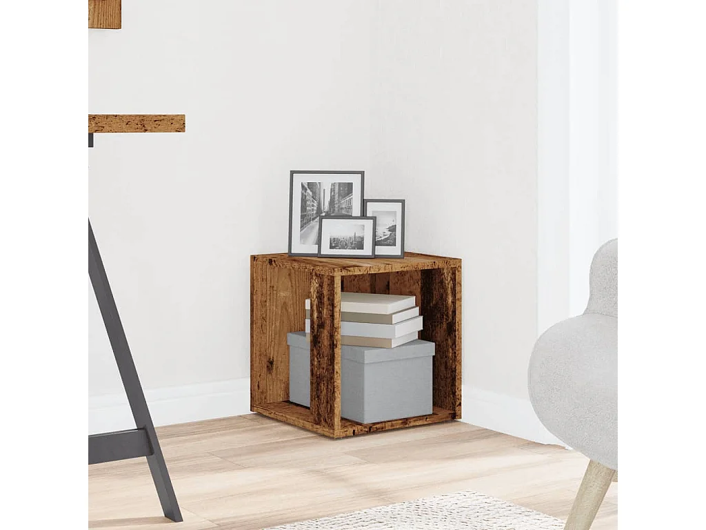 Table d'appoint vieux bois 33x33x34 cm bois d'ingénierie
