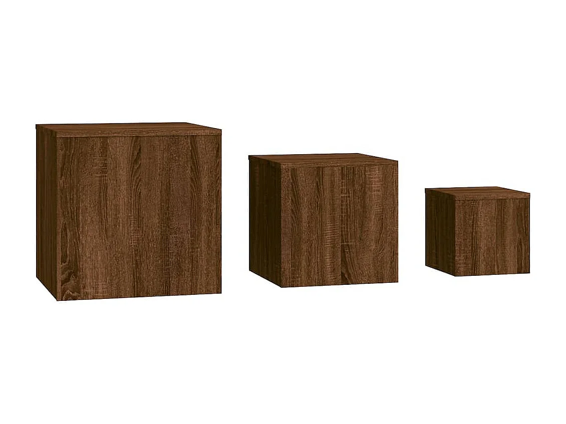 Tavolini 3 pezzi Rovere marrone MDF