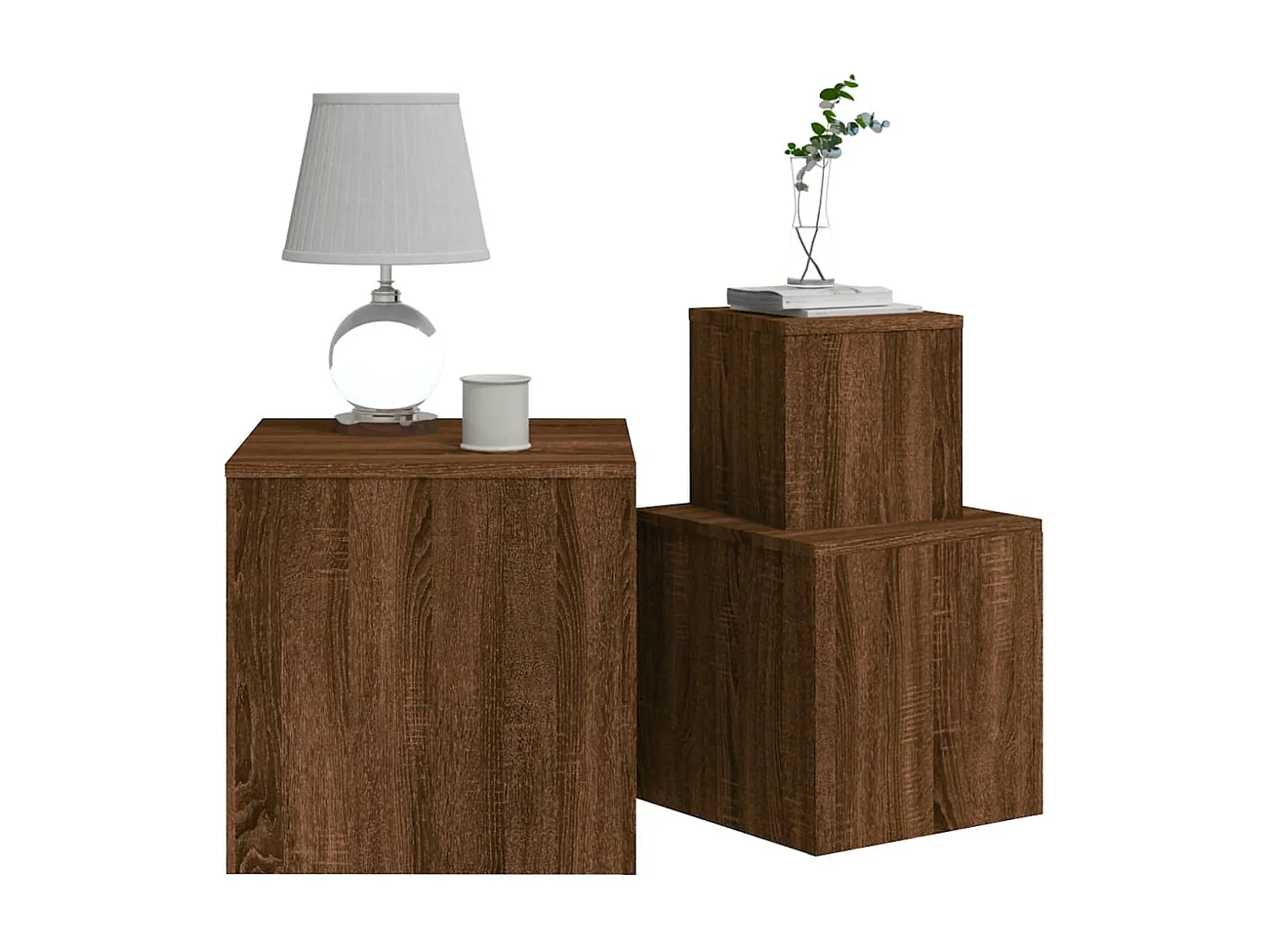 Tavolini 3 pezzi Rovere marrone MDF