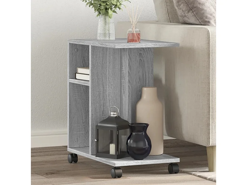 Table d'appoint avec roues sonoma gris bois d'ingénierie