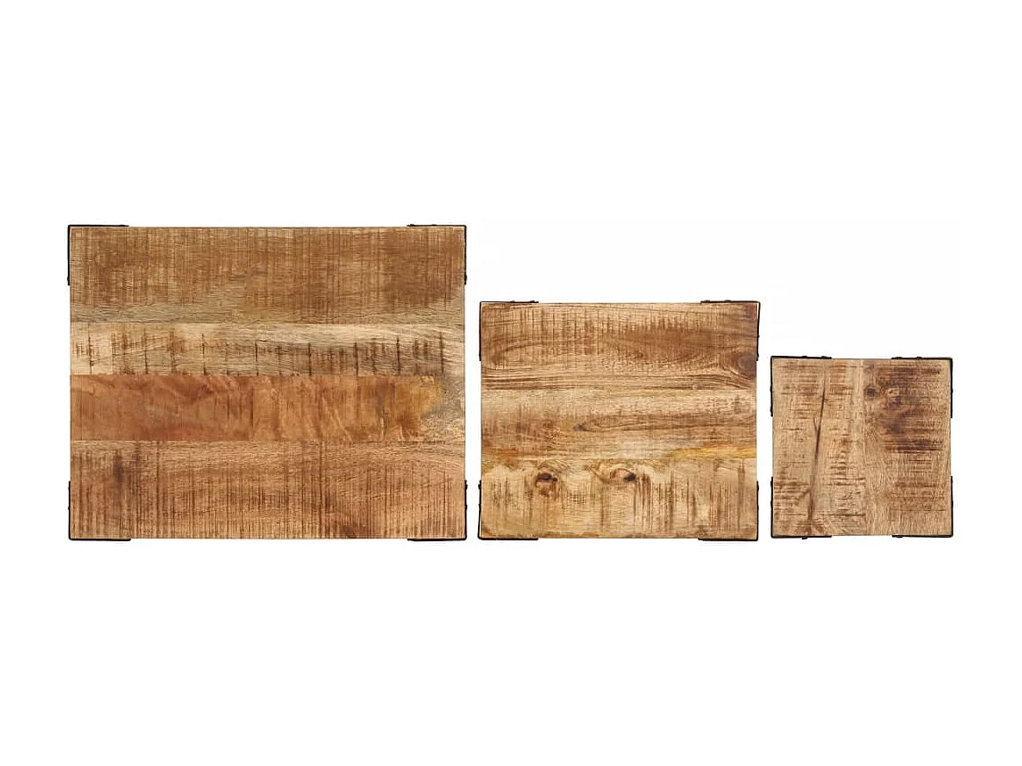 Tables d'appoint gigognes 3 pcs bois de manguier massif brut
