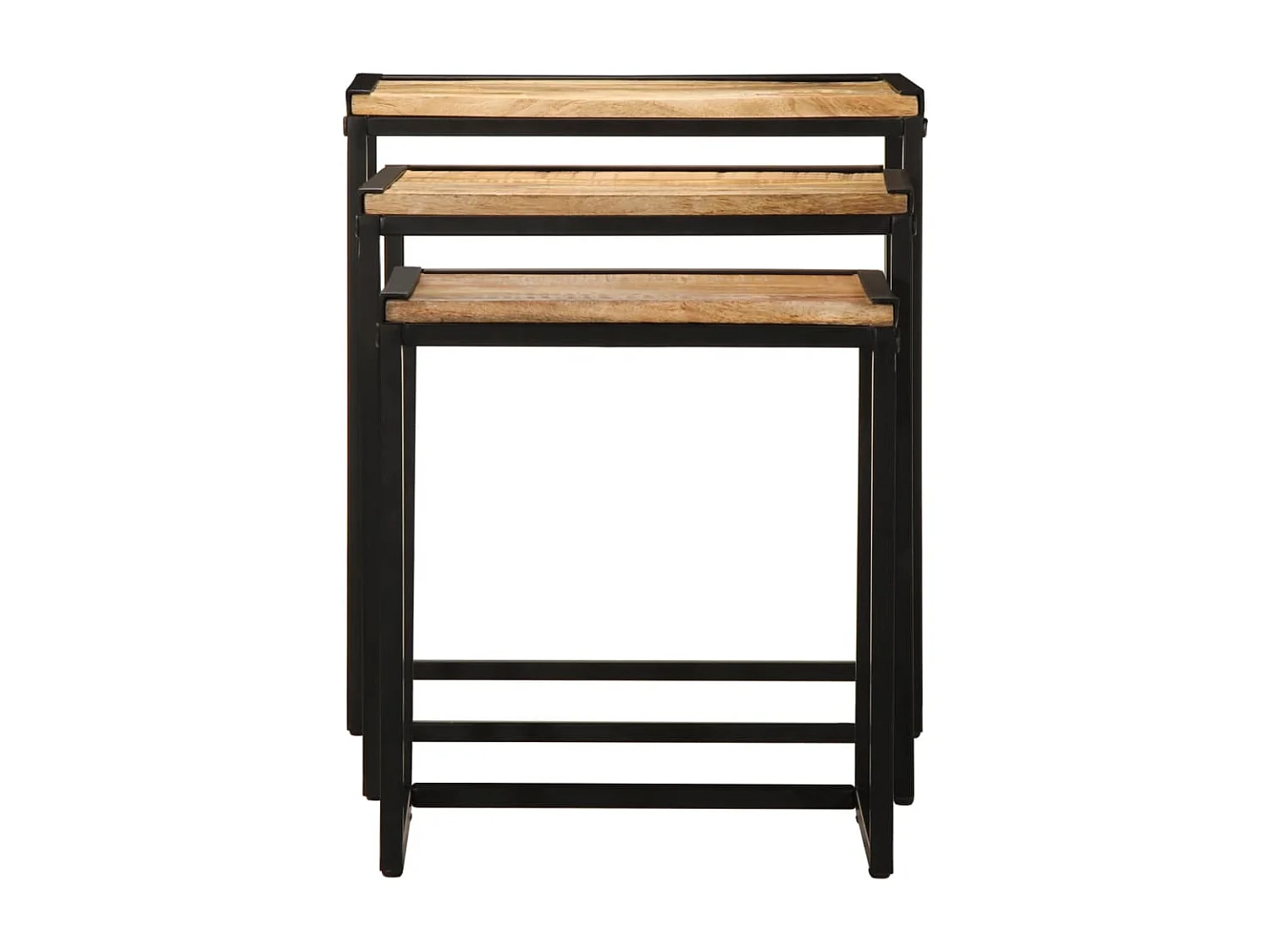 Mesas auxiliares nido 3 piezas de madera maciza de mango en bruto