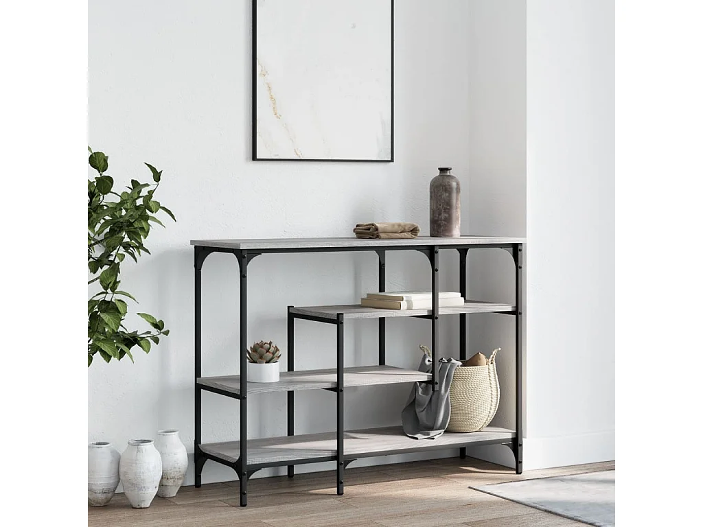 Table console avec étagères sonoma gris 100x35x75 cm