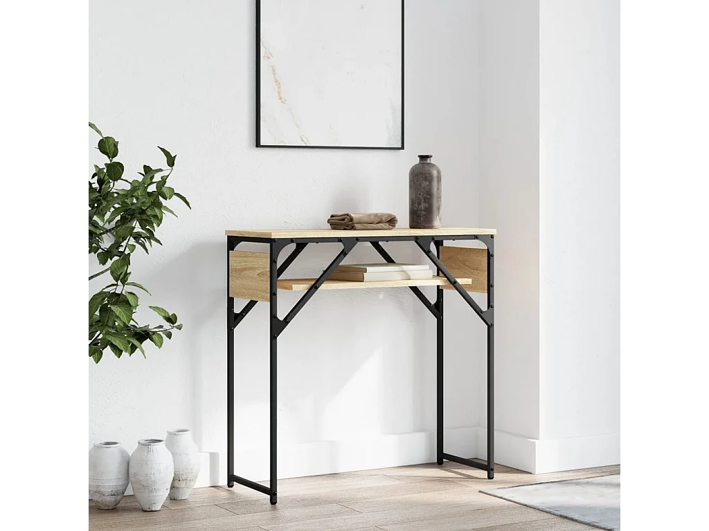 Mesa consola con estante roble Sonoma 75x30x75 cm