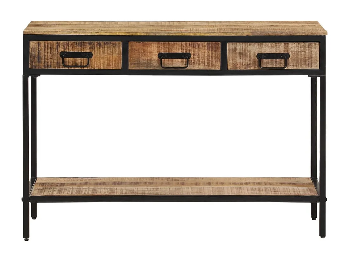 Consolle 100x35x70 cm in legno massello di mango grezzo