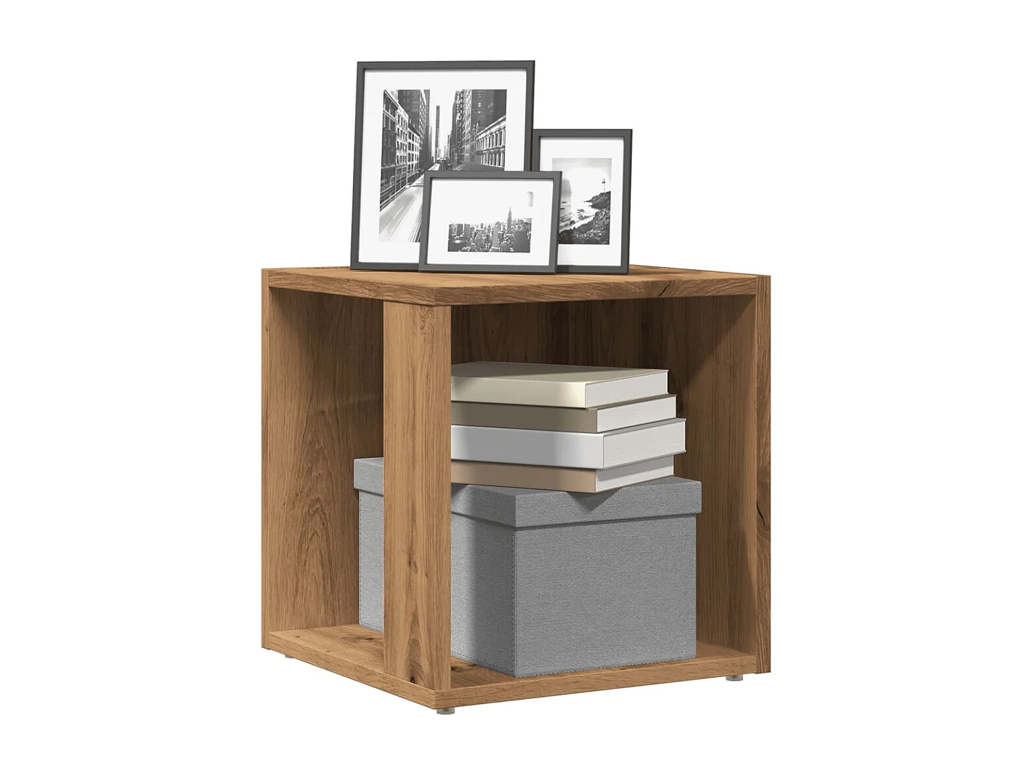 Tavolino realizzato a mano in rovere 33x33x34 cm in MDF