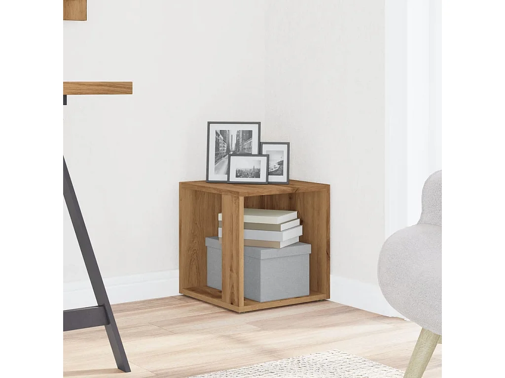 Tavolino realizzato a mano in rovere 33x33x34 cm in MDF