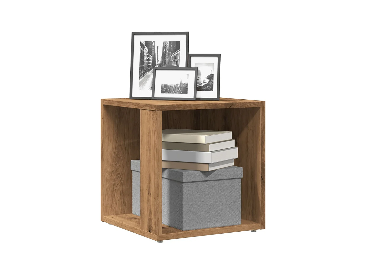 Tavolino realizzato a mano in rovere 33x33x34 cm in MDF