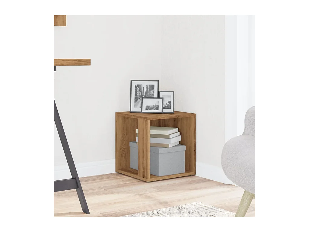 Table d'appoint chêne artisanal 33x33x34 cm bois d'ingénierie