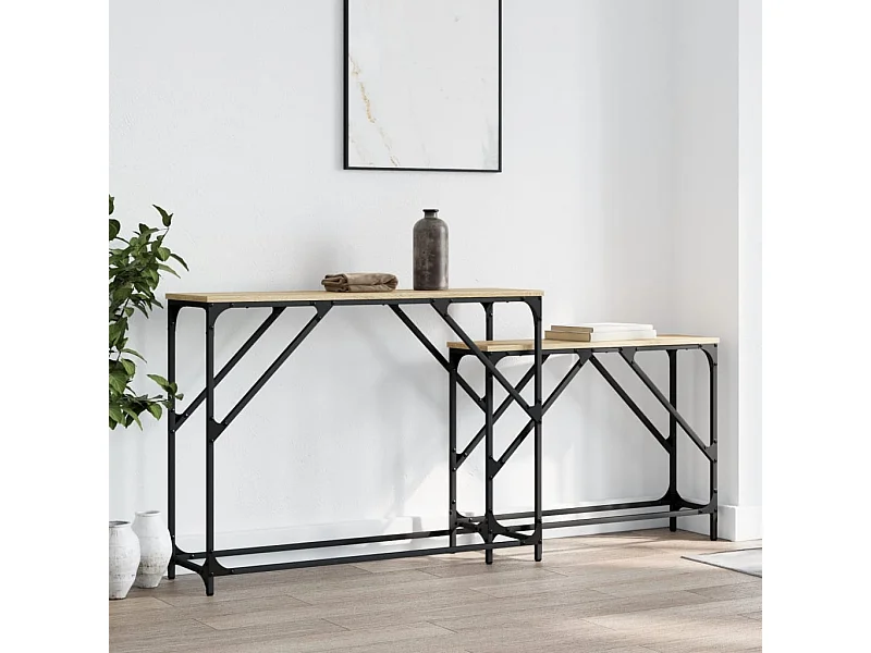 Consolle impilabili 2 pezzi in MDF rovere Sonoma