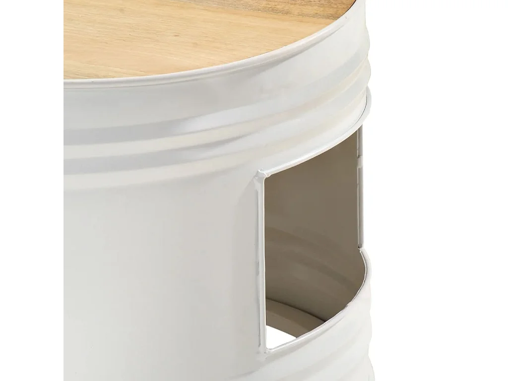 Tables de bar forme tambour 3 pcs bois de manguier massif brut