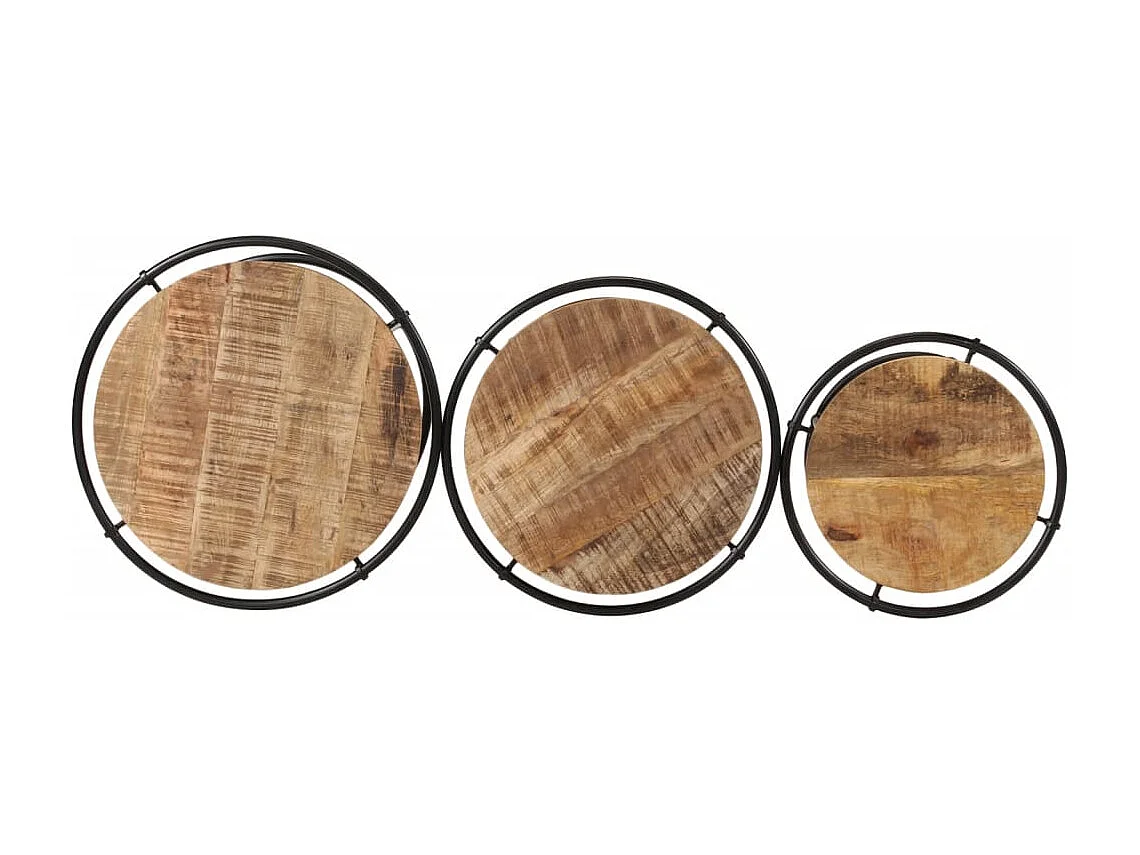 Tables gigognes 3 pcs bois de manguier massif brut