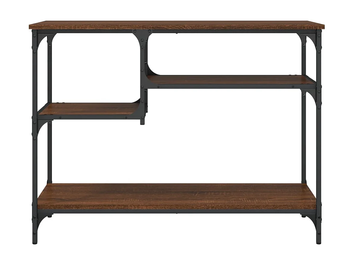 Table console avec étagères chêne marron 100x35x75 cm