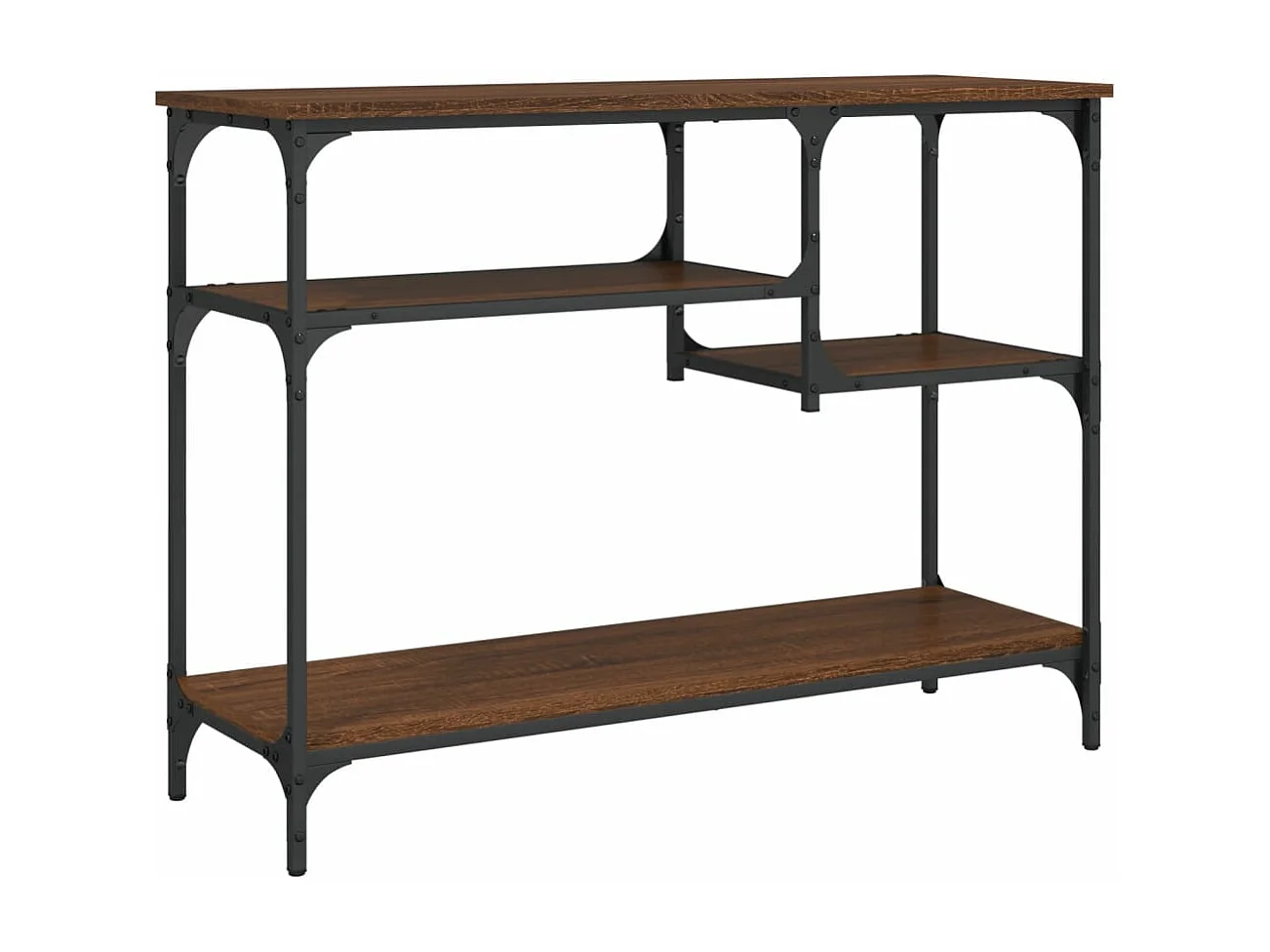 Table console avec étagères chêne marron 100x35x75 cm