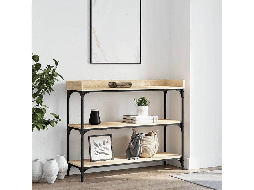 Mesa consola com prateleiras carvalho sonoma 100x30x80 cm