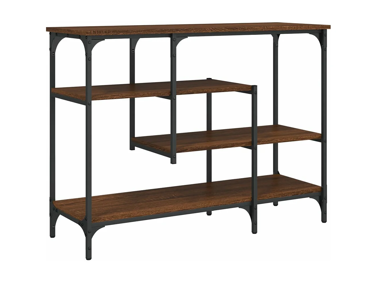 Table console avec étagères chêne marron 100x35x75 cm