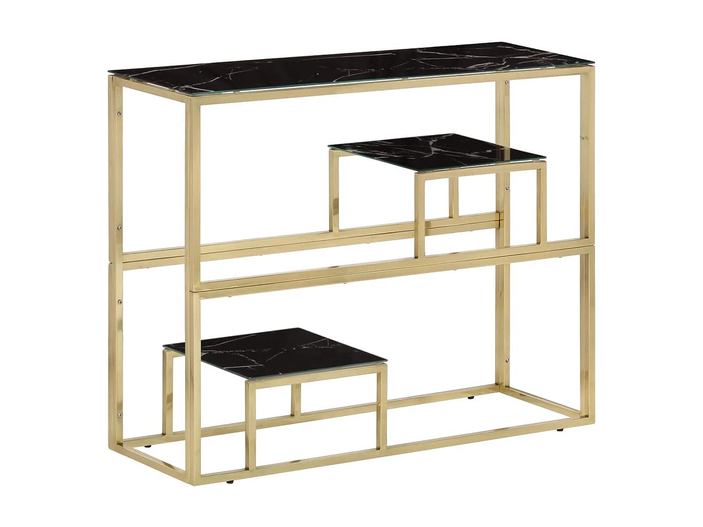 Table console doré acier inoxydable et verre trempé