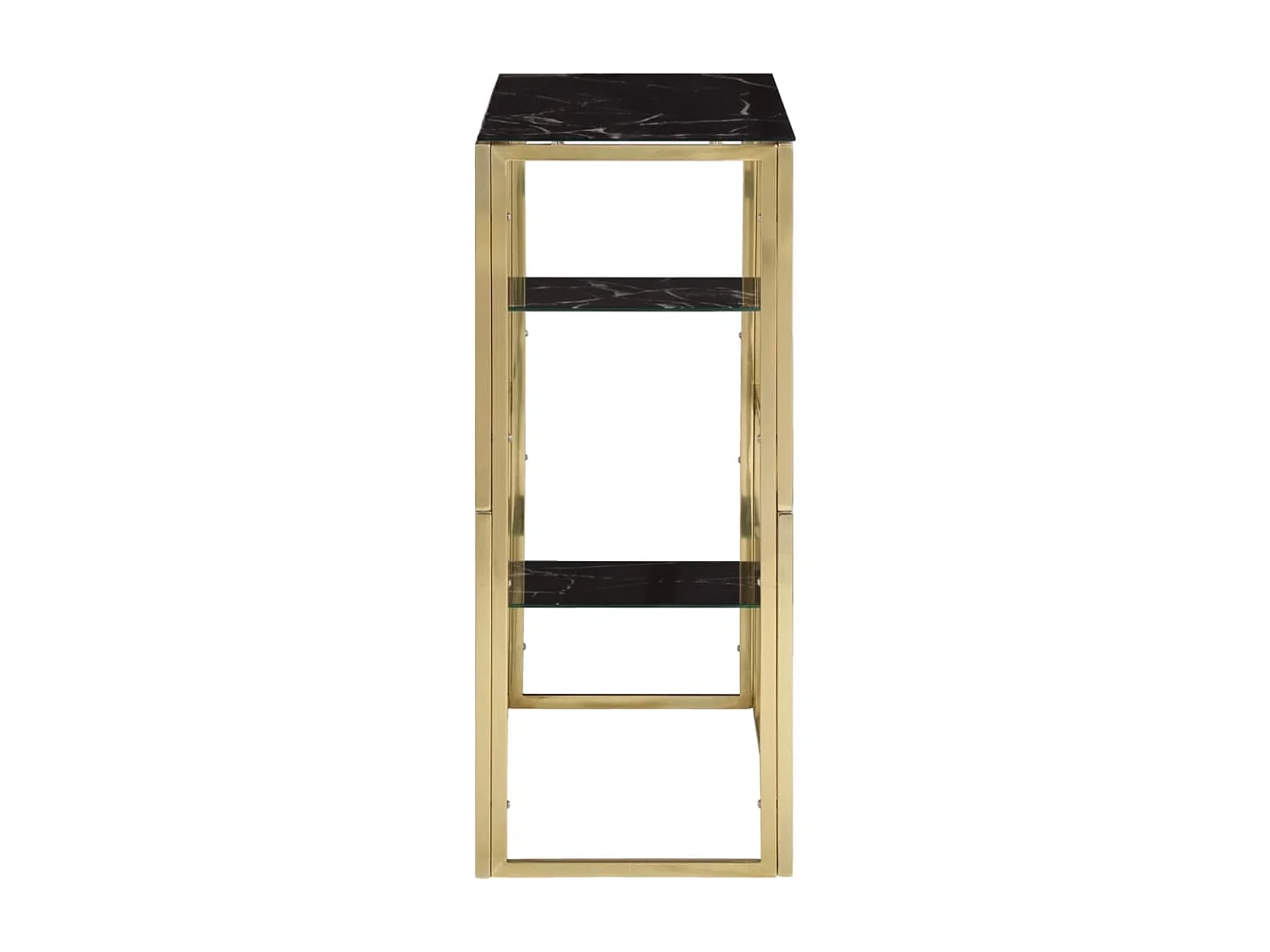 Table console doré acier inoxydable et verre trempé