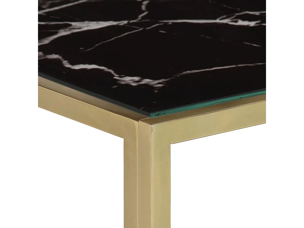 Table console doré acier inoxydable et verre trempé