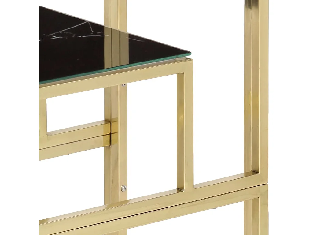 Table console doré acier inoxydable et verre trempé