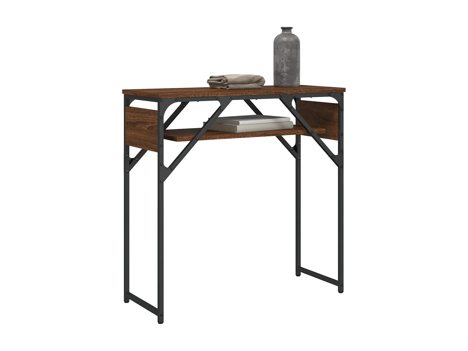 Consolle con ripiano in rovere marrone 75x30x75 cm
