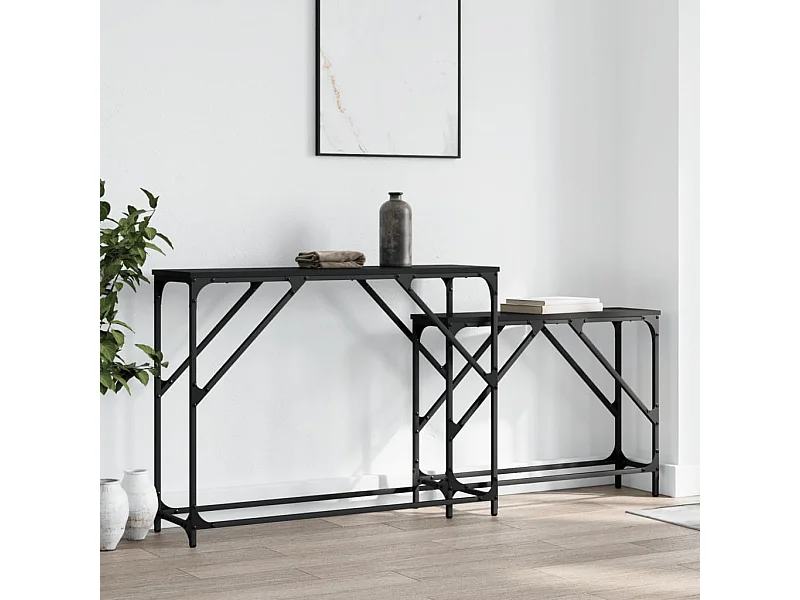 Consolle impilabili 2 pezzi in MDF nero
